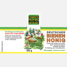 Honigglas Etikett "Deutscher Honig" Motiv Wald nassklebend 500g